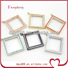 Square shape 2014 new design glass locket pendant supplier